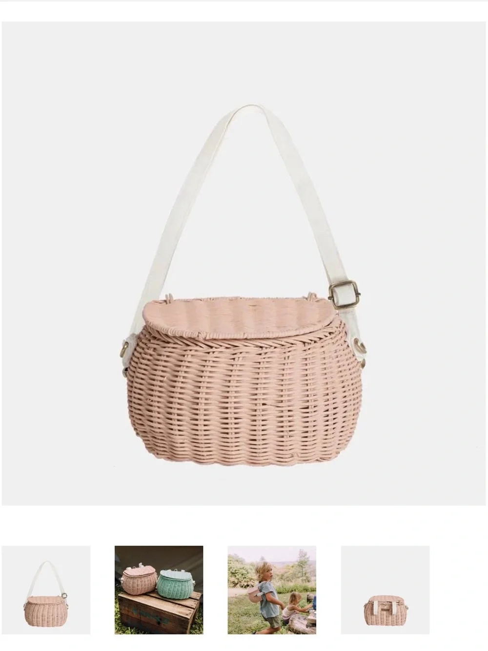 Olli Ella Mini Chari Rattan Bag - Rose